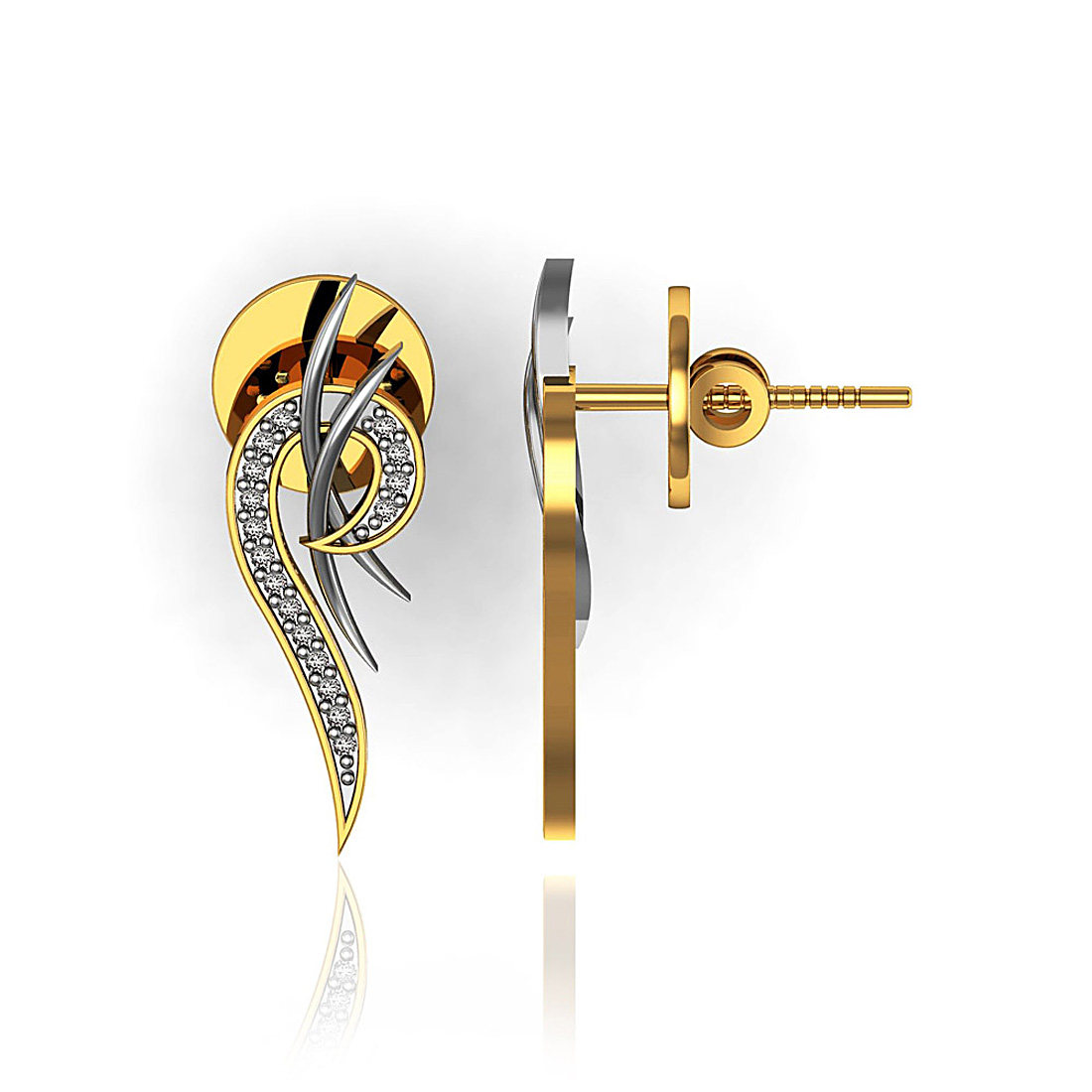 18k solid gold stud earrings with natural diamond