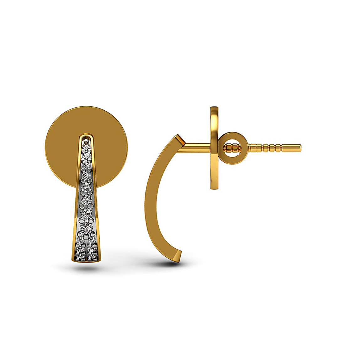 18k solid gold stud earrings with genuine diamond