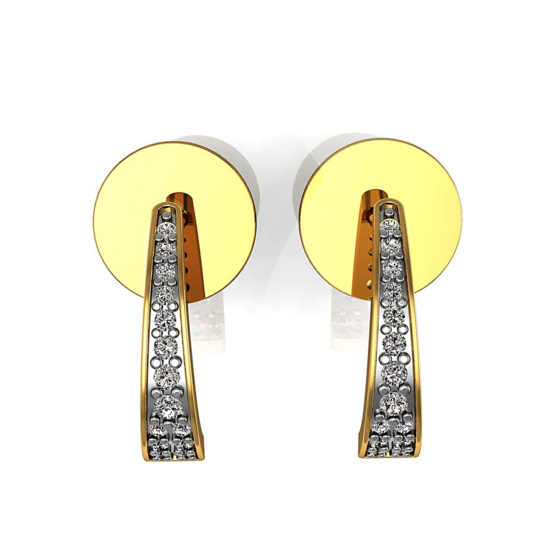 18k solid gold stud earrings with genuine diamond