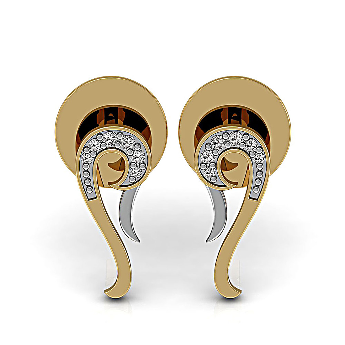 18k solid gold duck stud earrings with real diamond