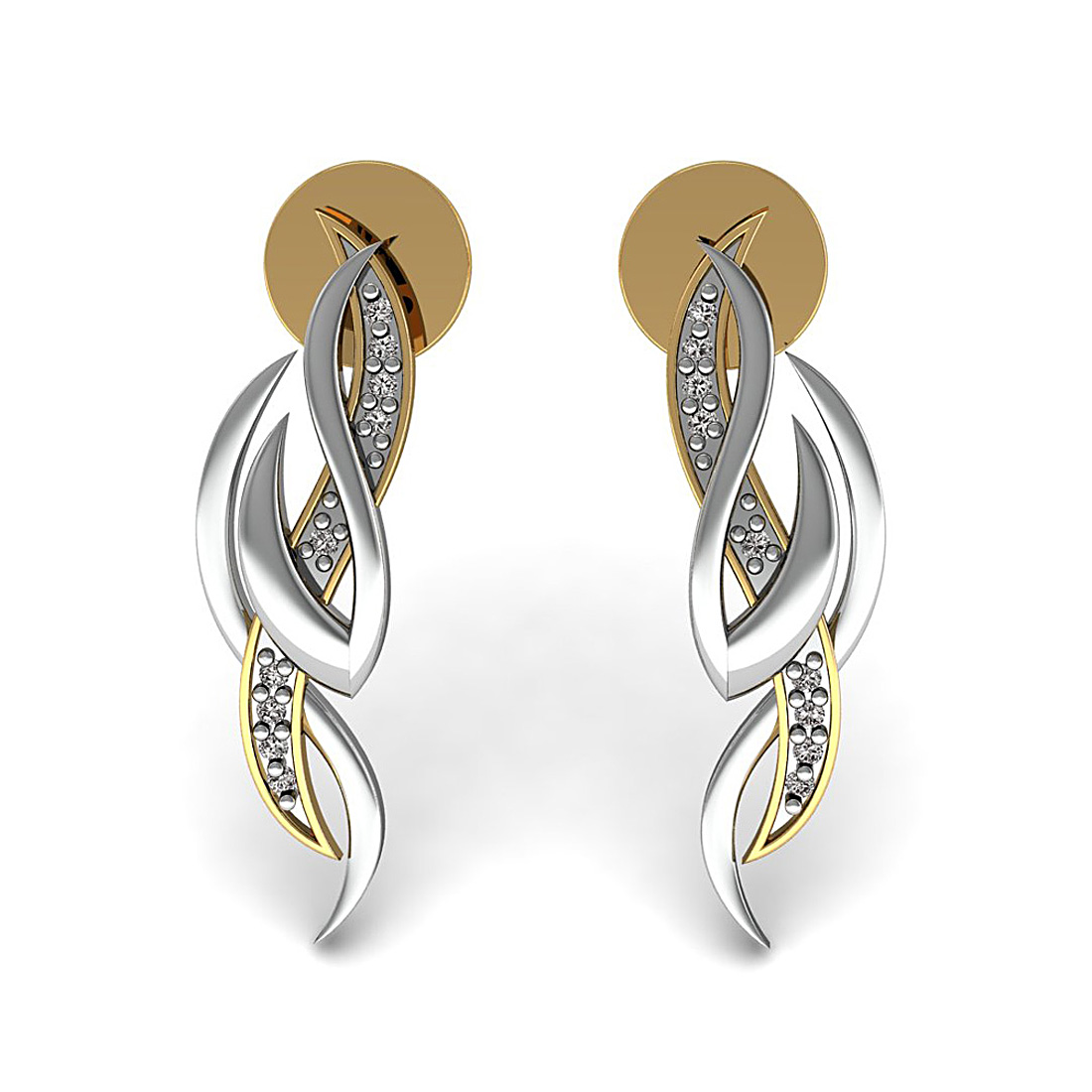 18k solid gold real diamond stud earrings