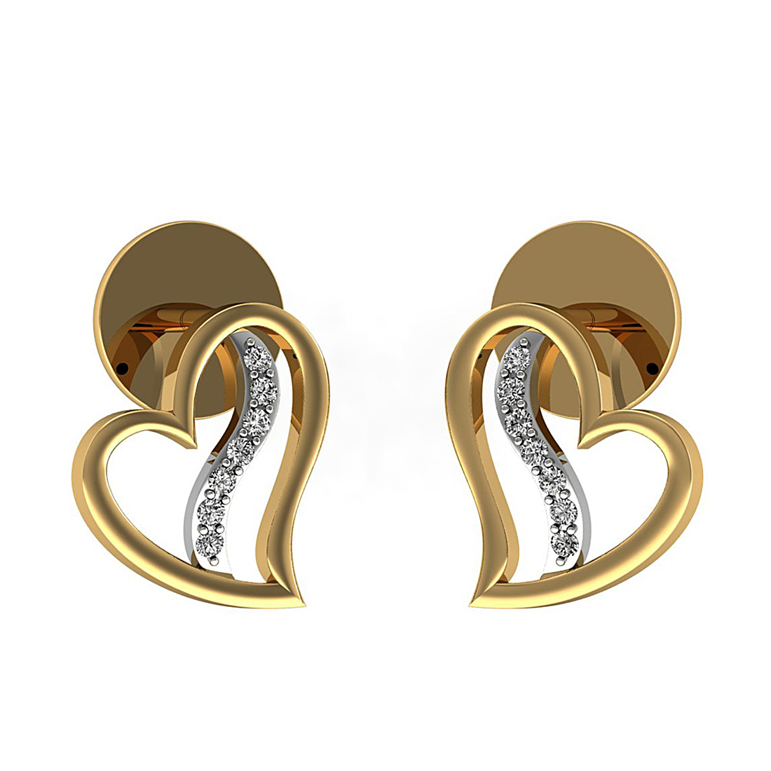 Natural diamond heart stud earrings made in 18k solid gold