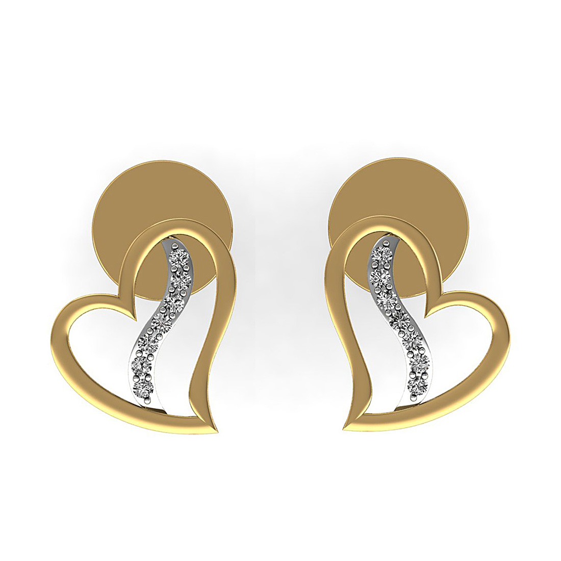 Natural diamond heart stud earrings made in 18k solid gold