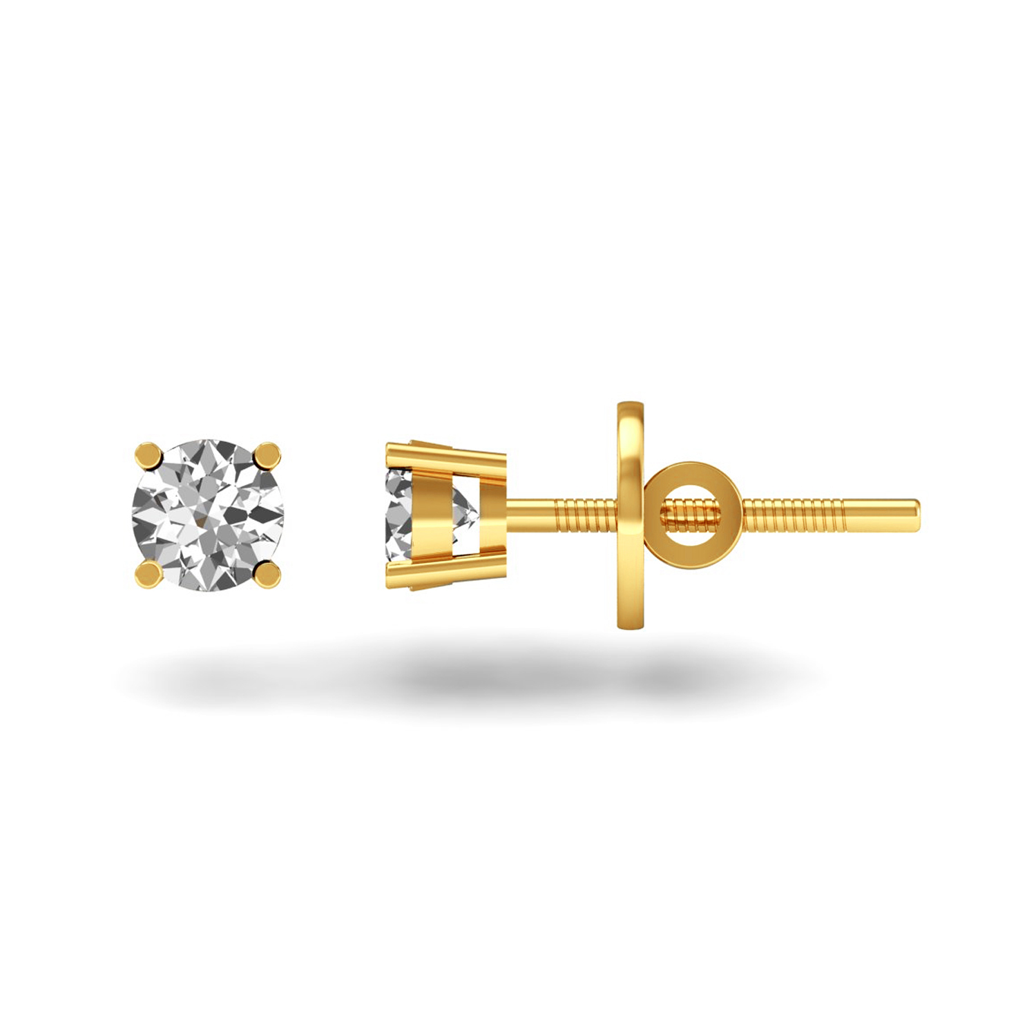 Certified Diamond Solitaire Stud Earrings Solid Gold Jewelry