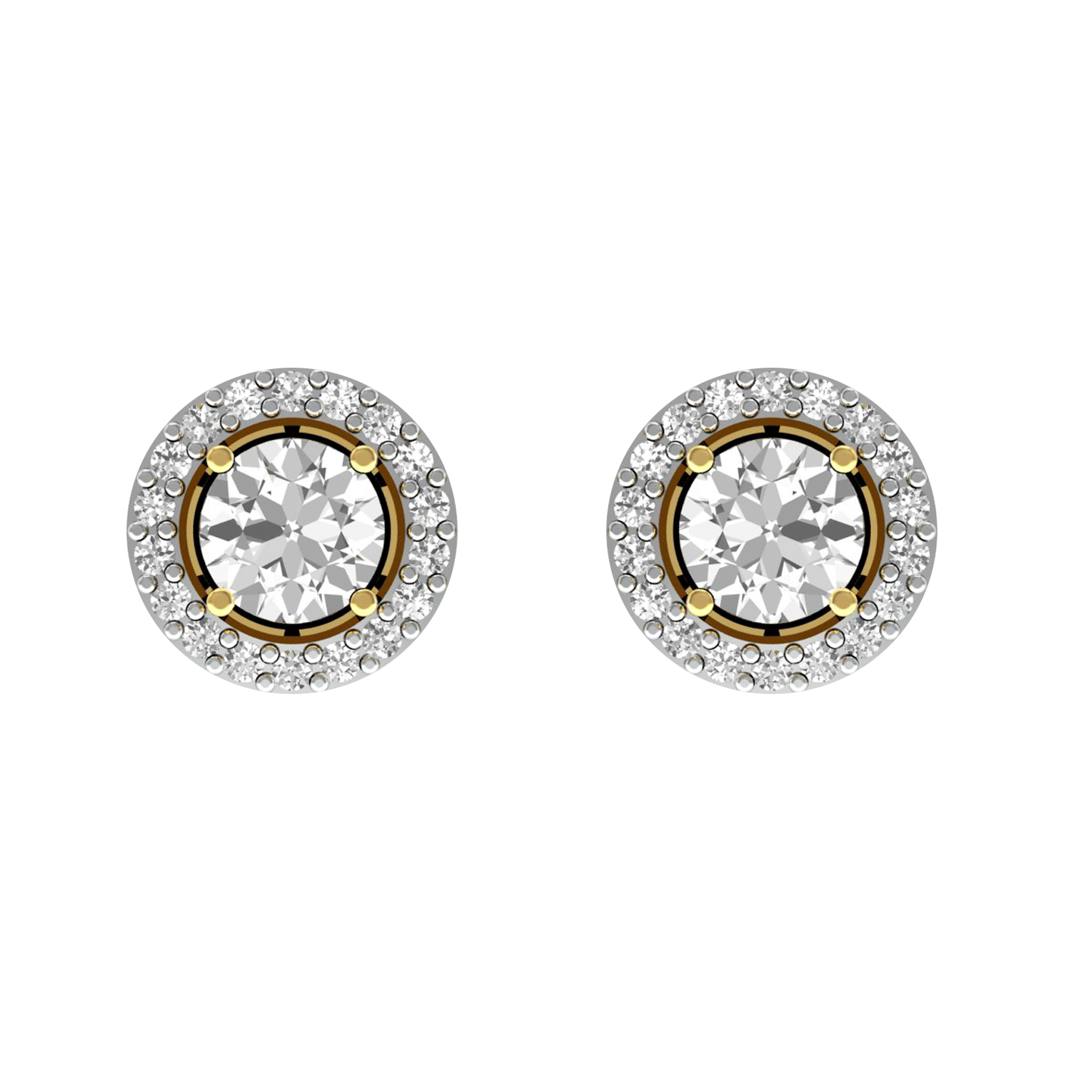 Solid Gold Genuine Diamond Solitaire Stud Earrings