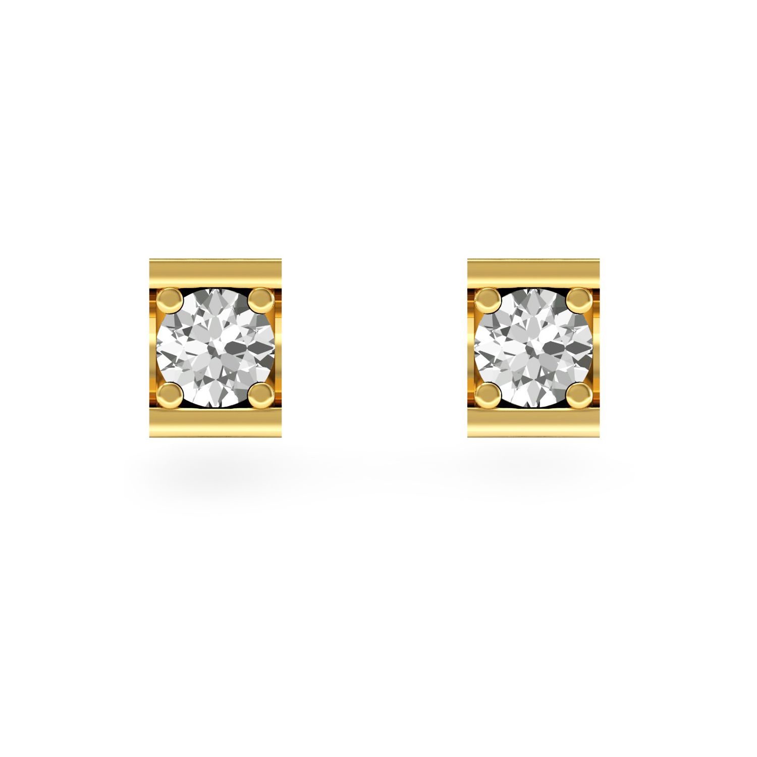 Solitaire Diamond Solid Gold Stud Earrings Fine Jewelry