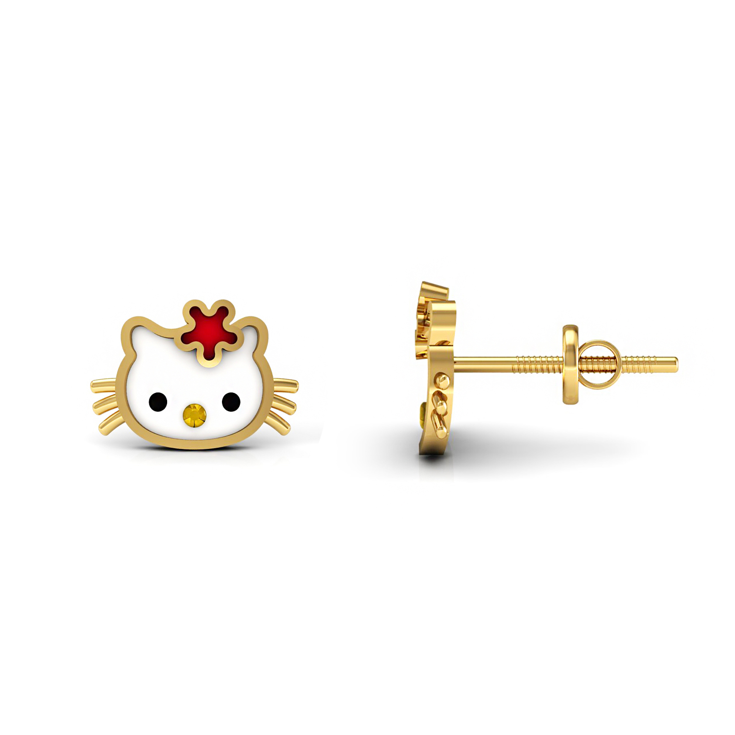 Solid Gold Smily Face Kids Stud Earrings