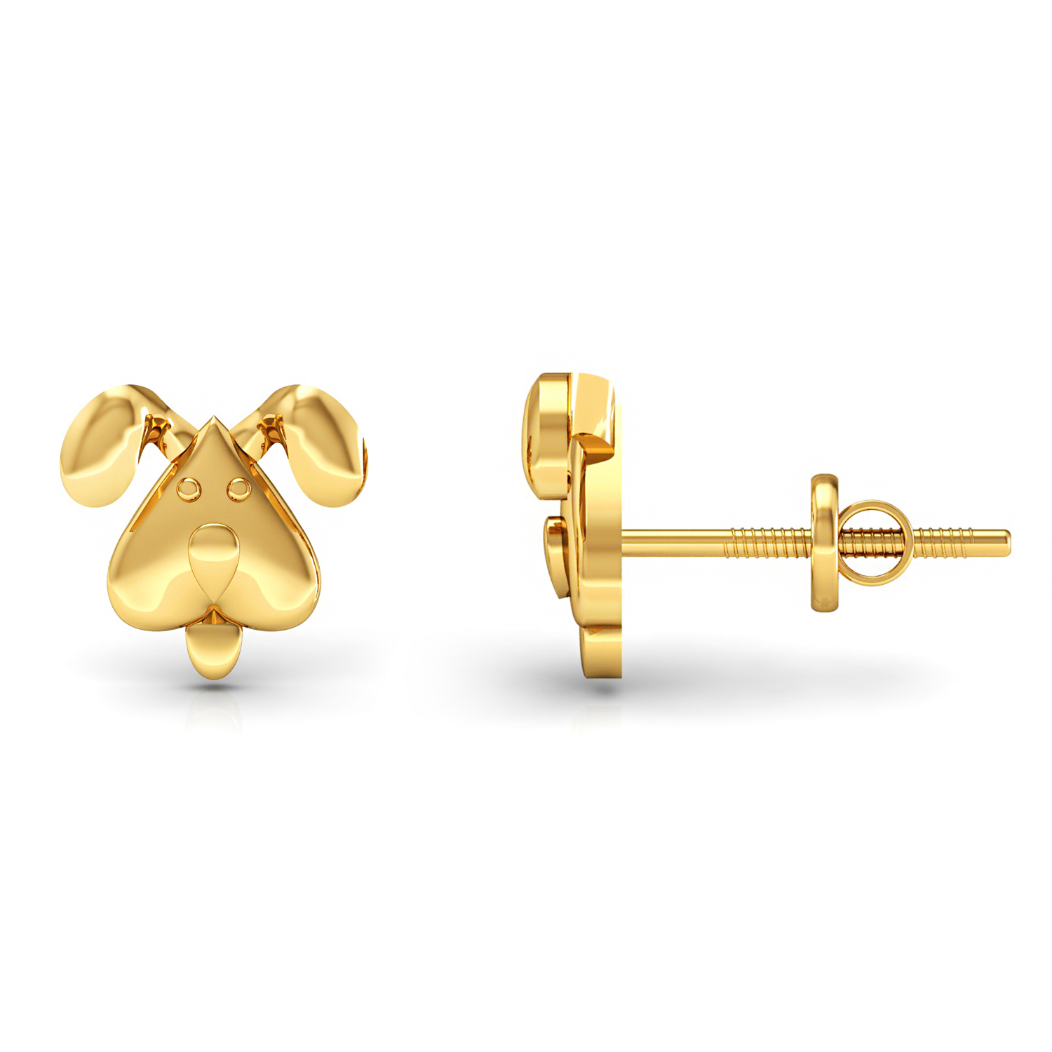 Solid Gold Teddy Stud Earrings Kids Fine Jewelry