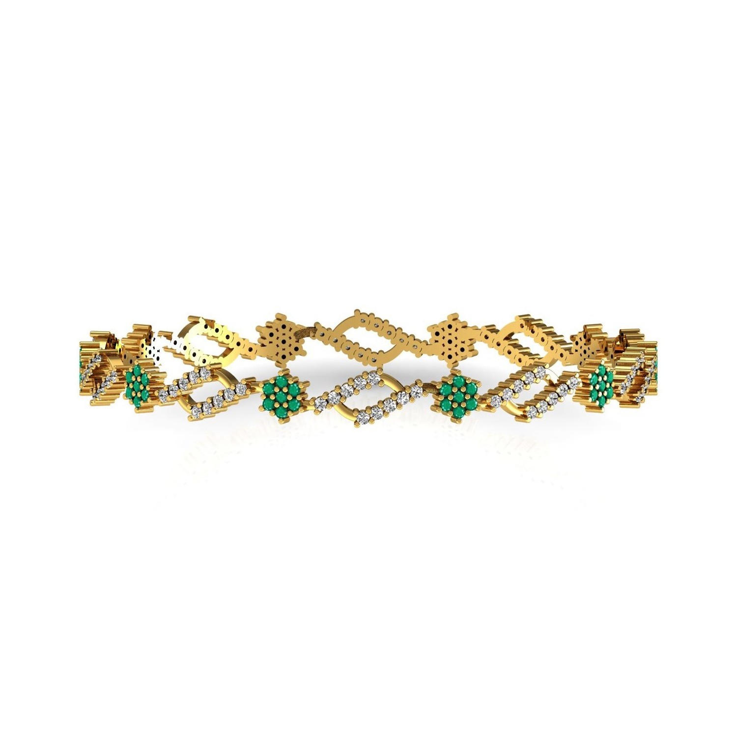 Real Diamond Solid Gold Emerald Bangle