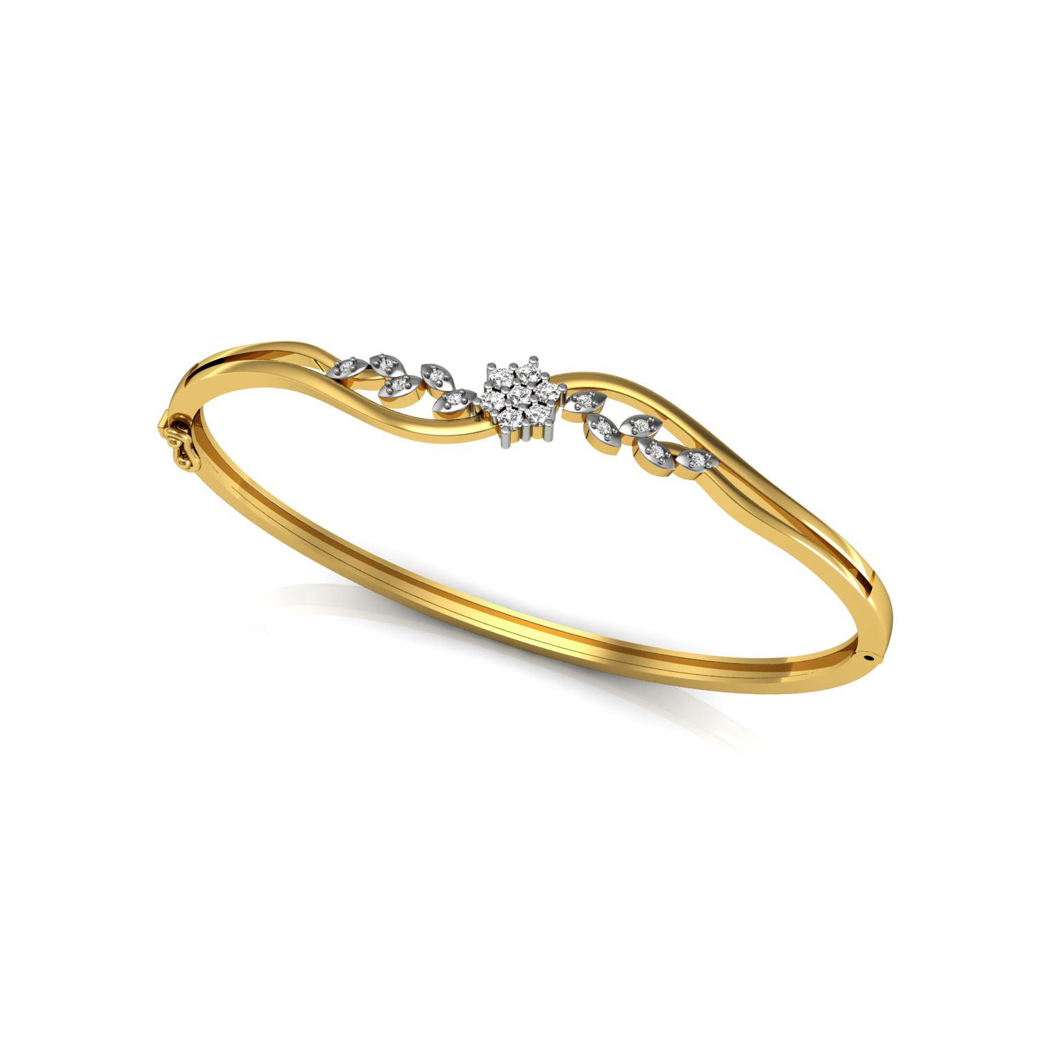 Solid Gold Real Diamond Openable Bracelet