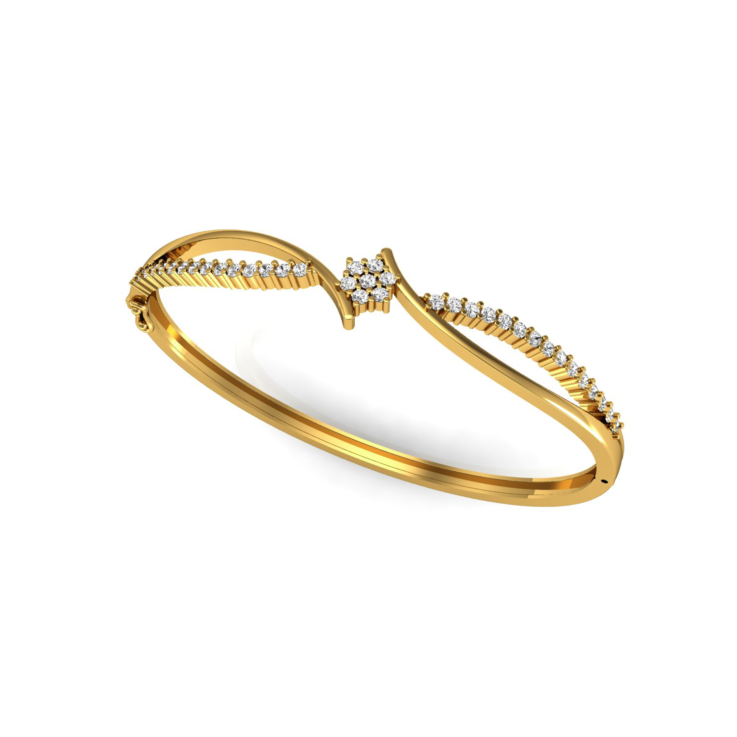 Authentic Diamond Solid Gold Bangle Bracelet