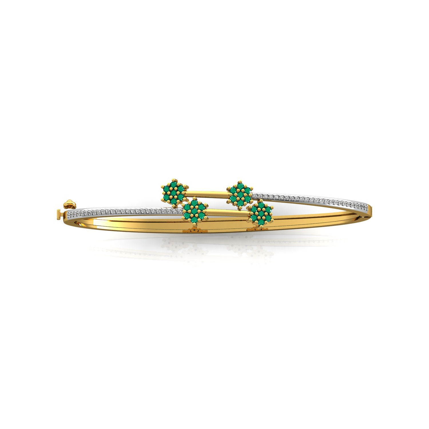 Natural Emerald Diamond Gold Bracelet