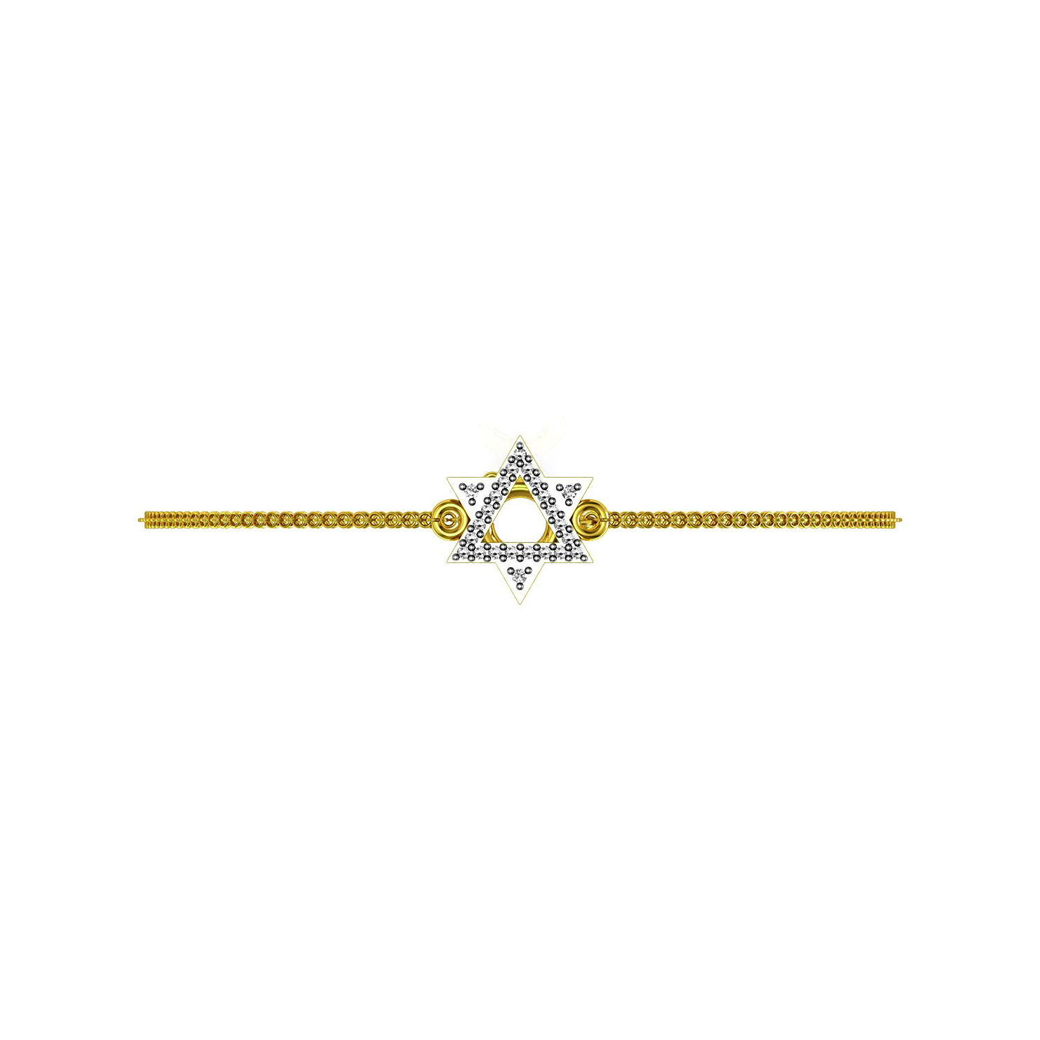 Solid Gold Diamond David Star Chain Bracelet