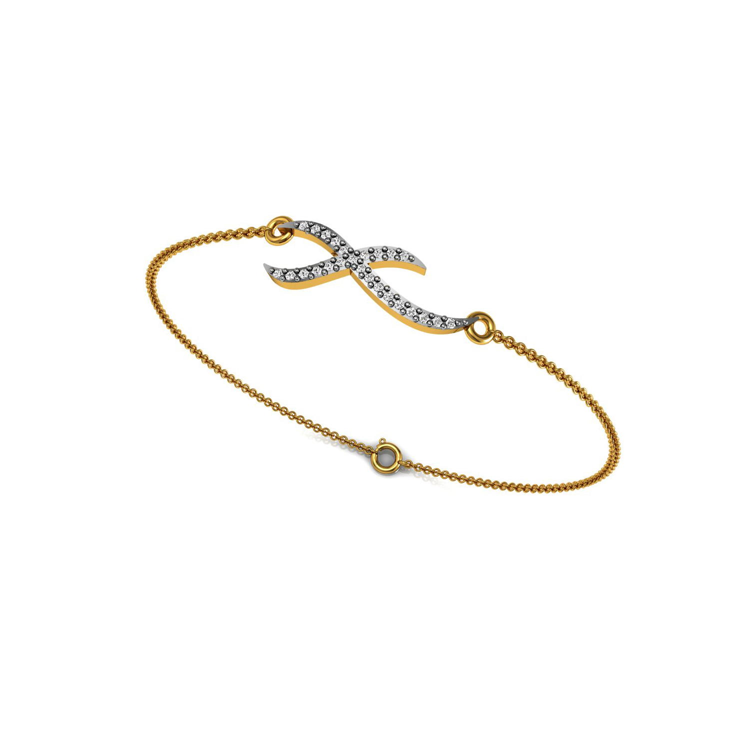 Solid Gold Authentic Diamond Sword Chain Bracelet