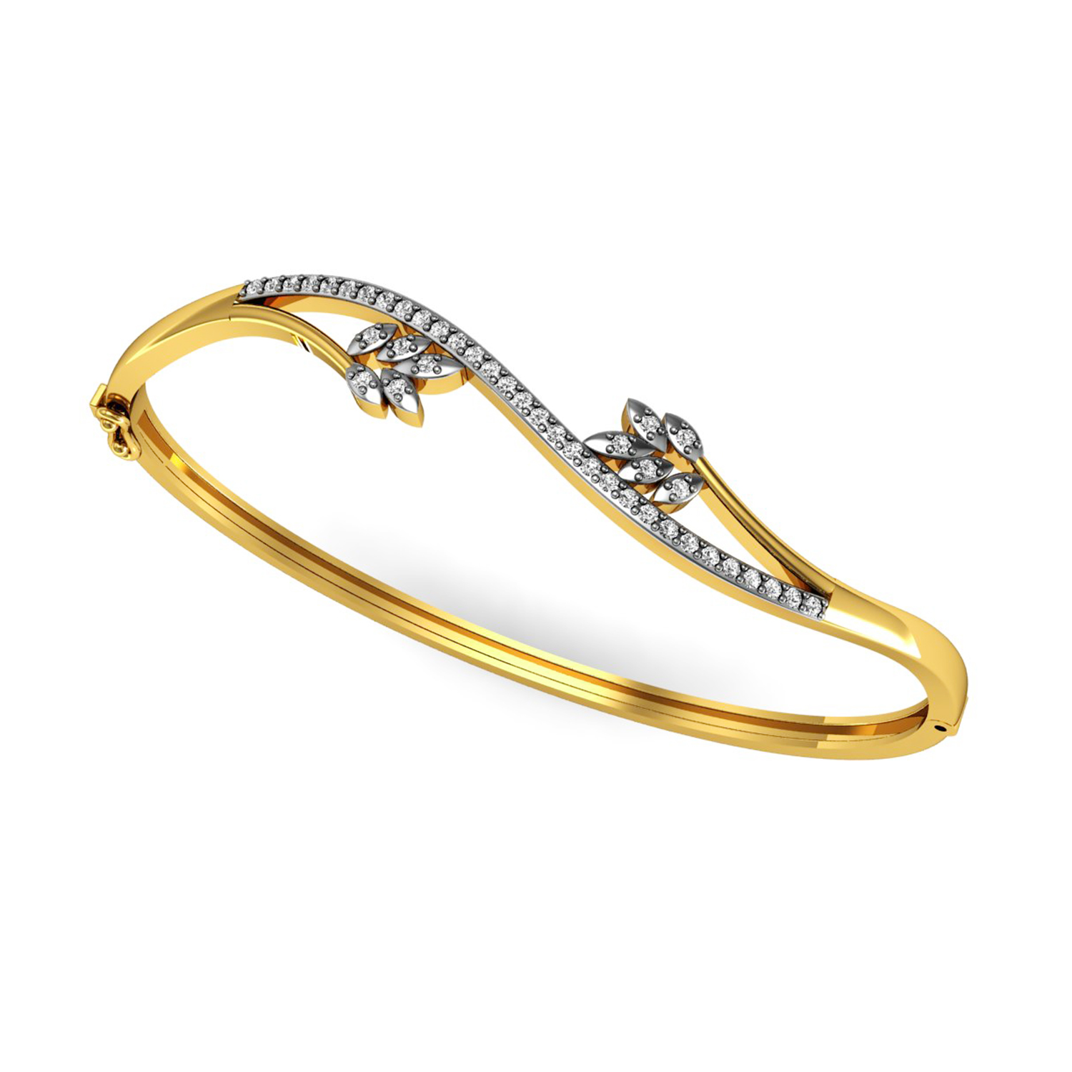 Solid Gold Real Diamond Bangle Bracelet