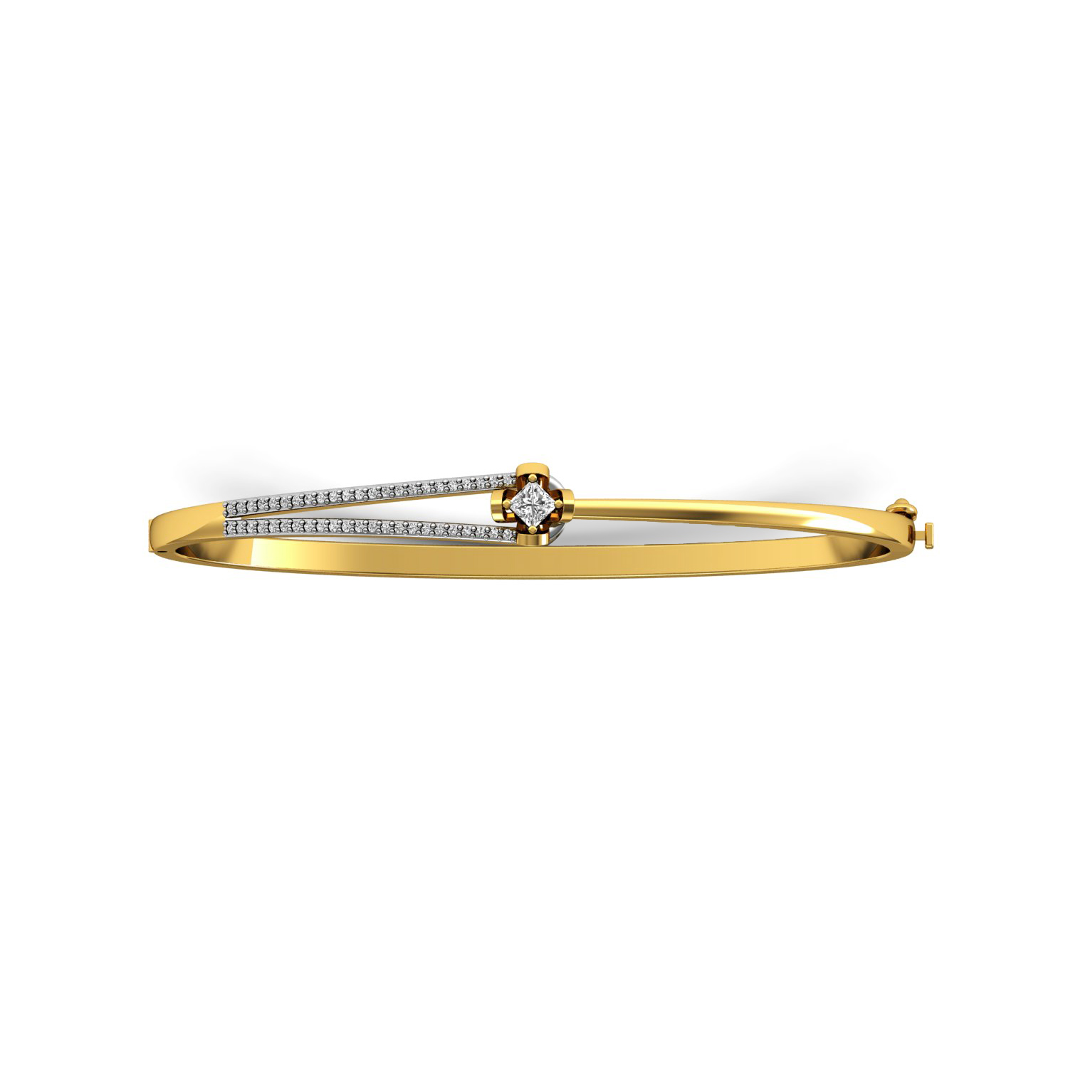 Solid Gold Certified Diamond Openable Bangle Bracelet