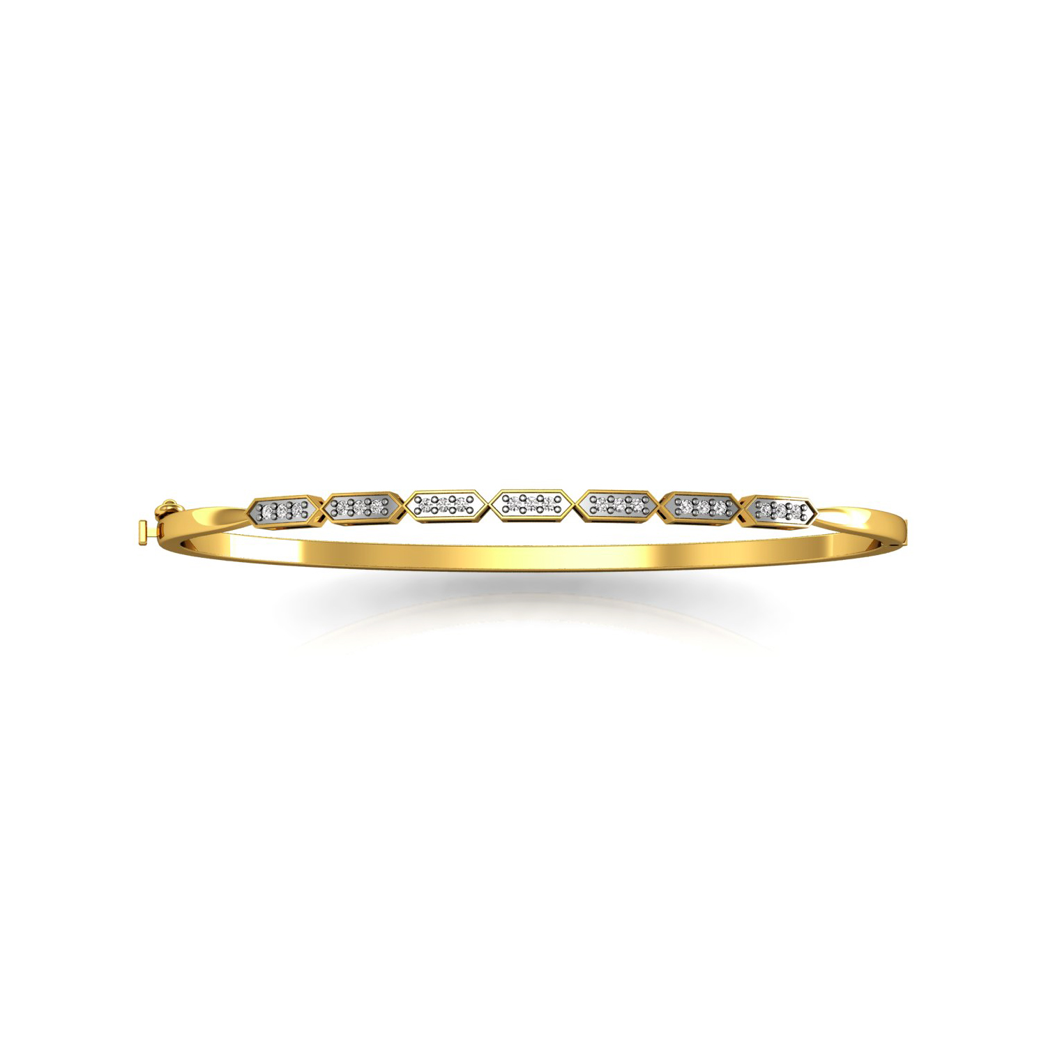 Authentic Diamond Openable Gold Sleek Bangle Bracelet