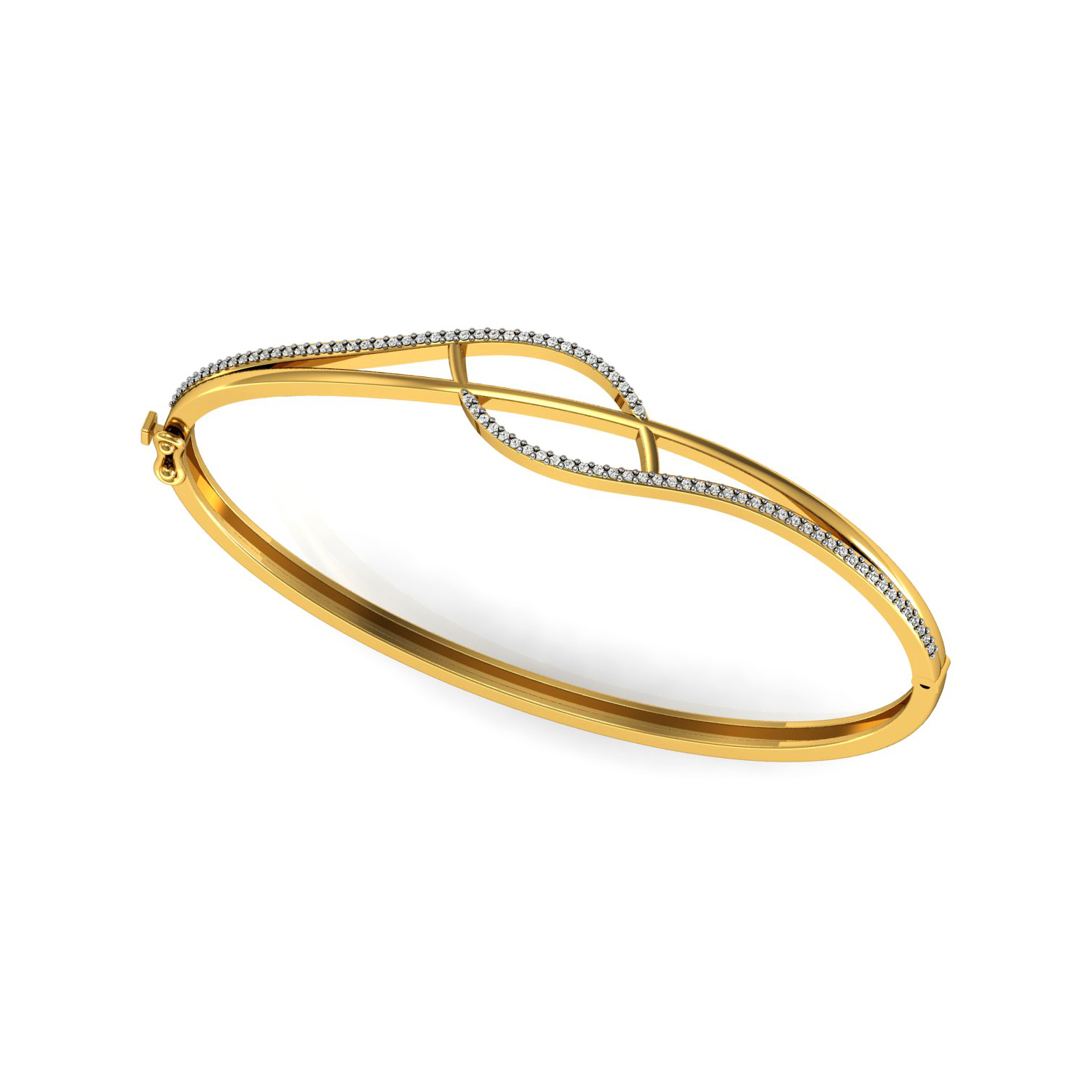 Certified Diamond Openable Gold Bangle Bracelet