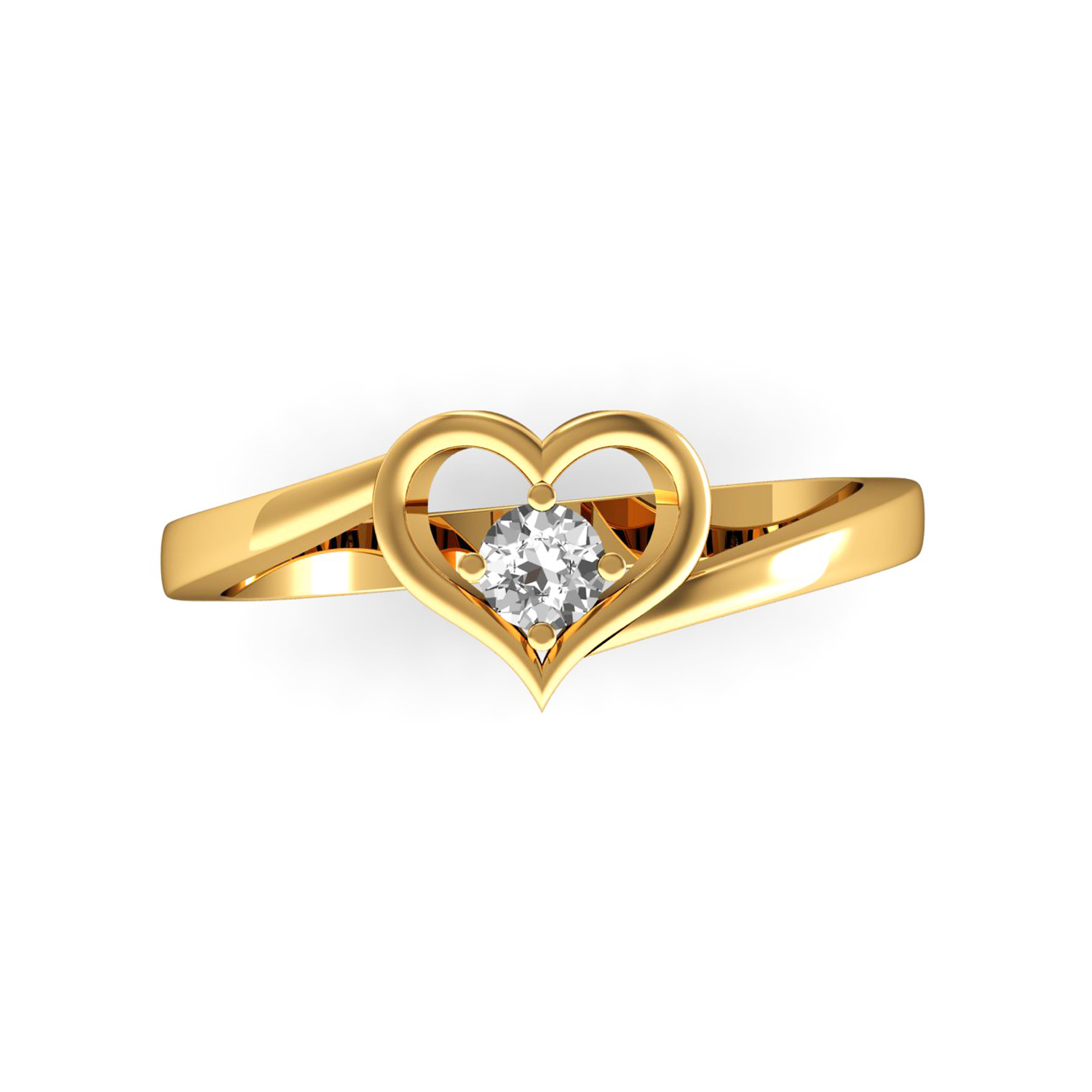 Solid Gold Certified Diamond Heart Ring