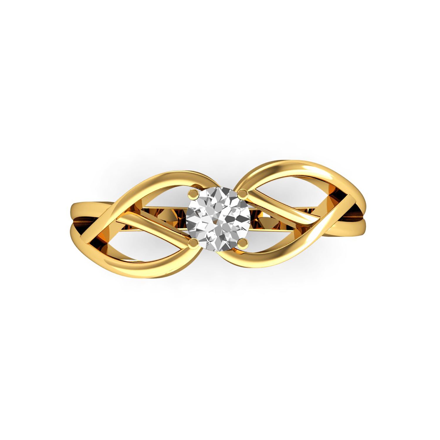 Solid Gold Genuine Diamond Engagement Ring