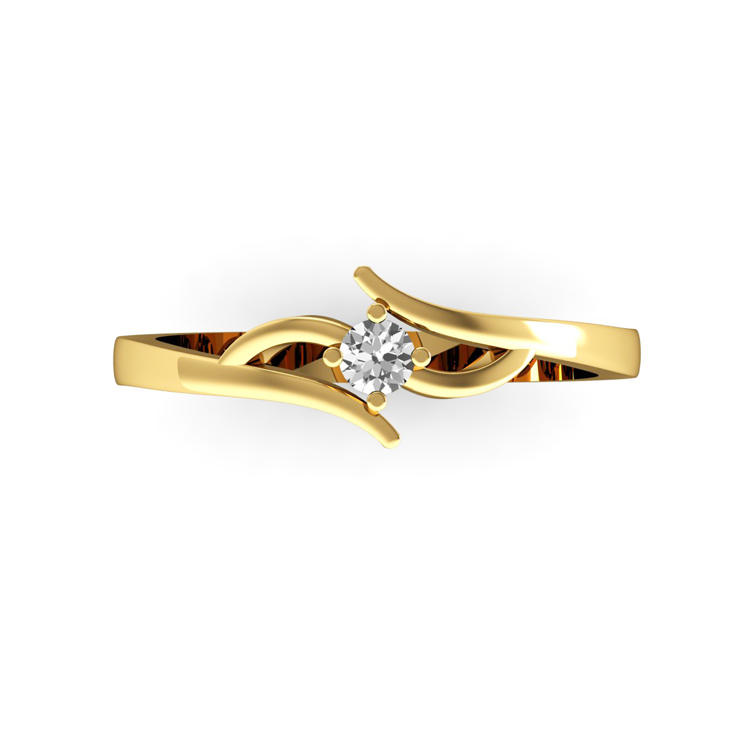 Solid Gold Genuine Diamond Solitaire Ring
