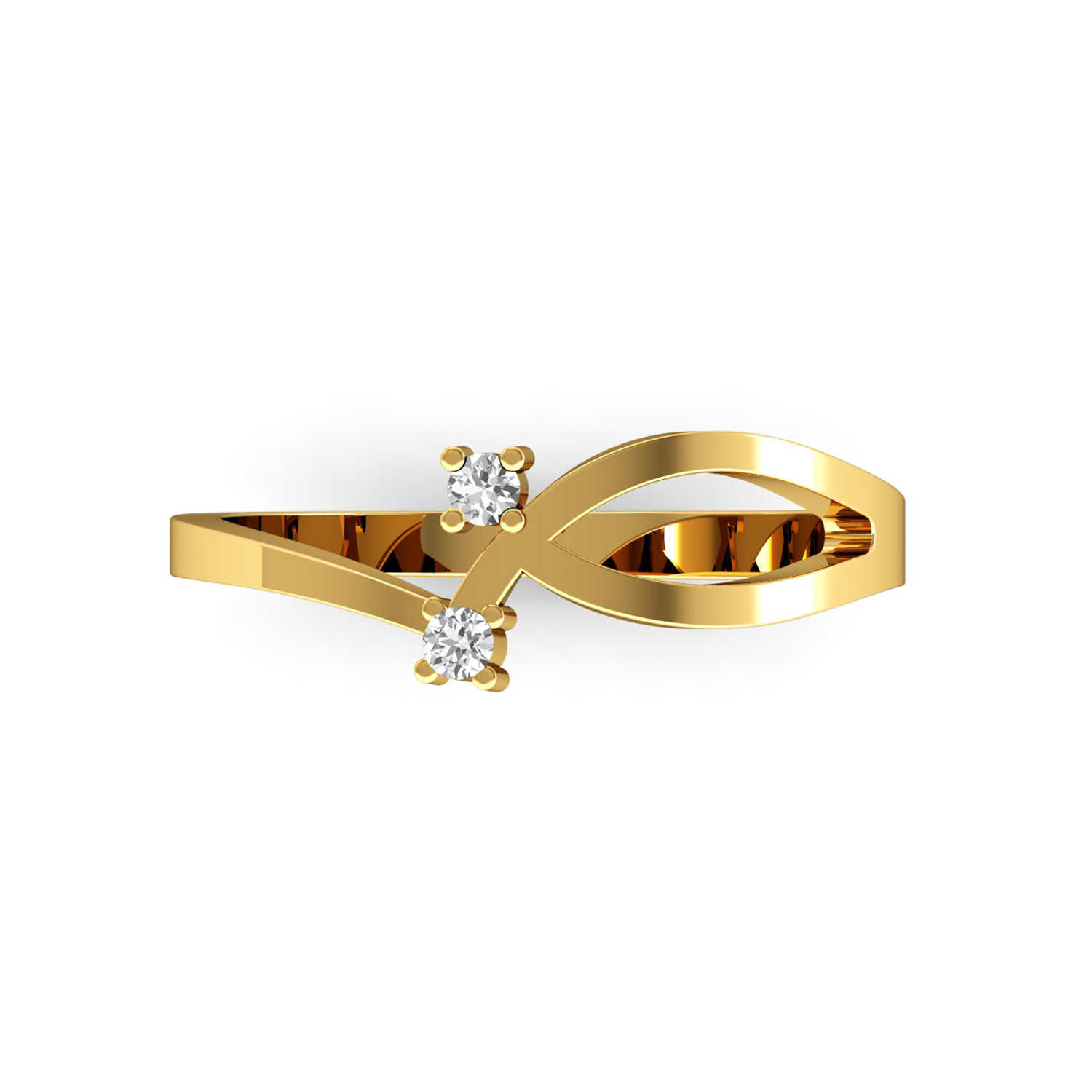Solid Gold Two Stone Diamond Ring