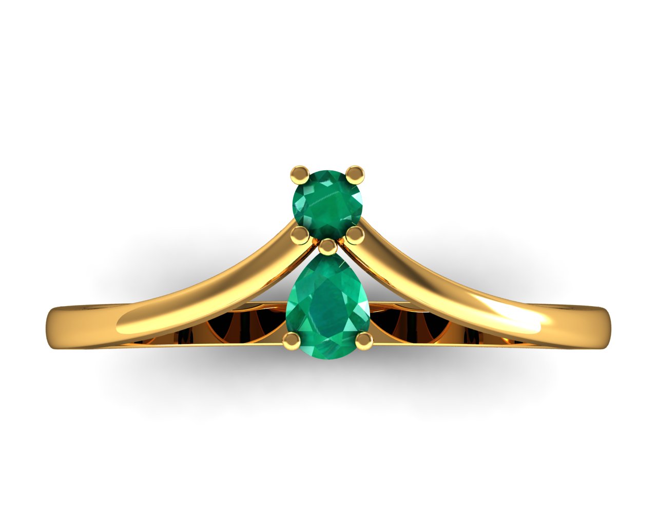 Solid Gold Natural Emerald Ring