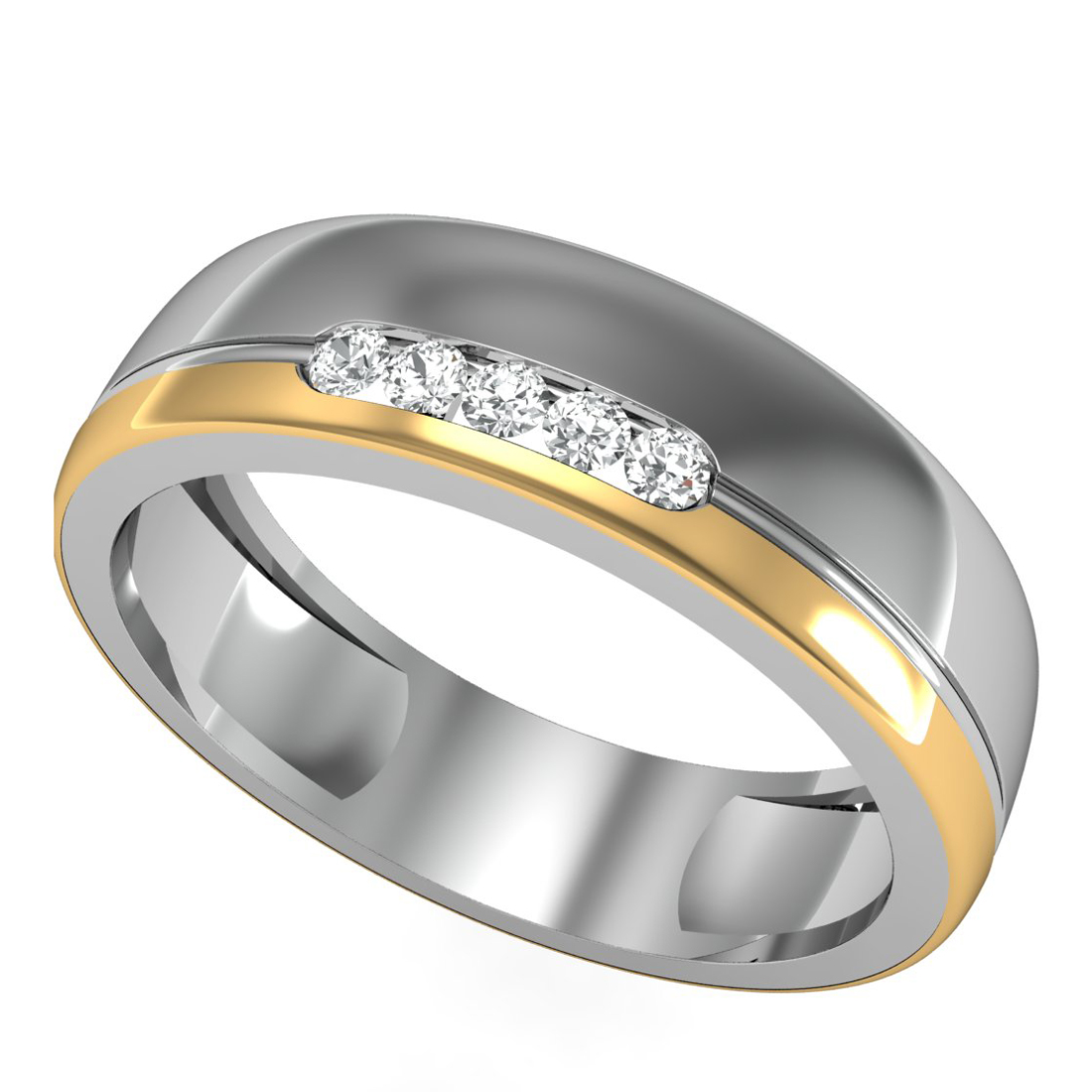 Solid Gold Real Diamond Mens Band Fine Ring