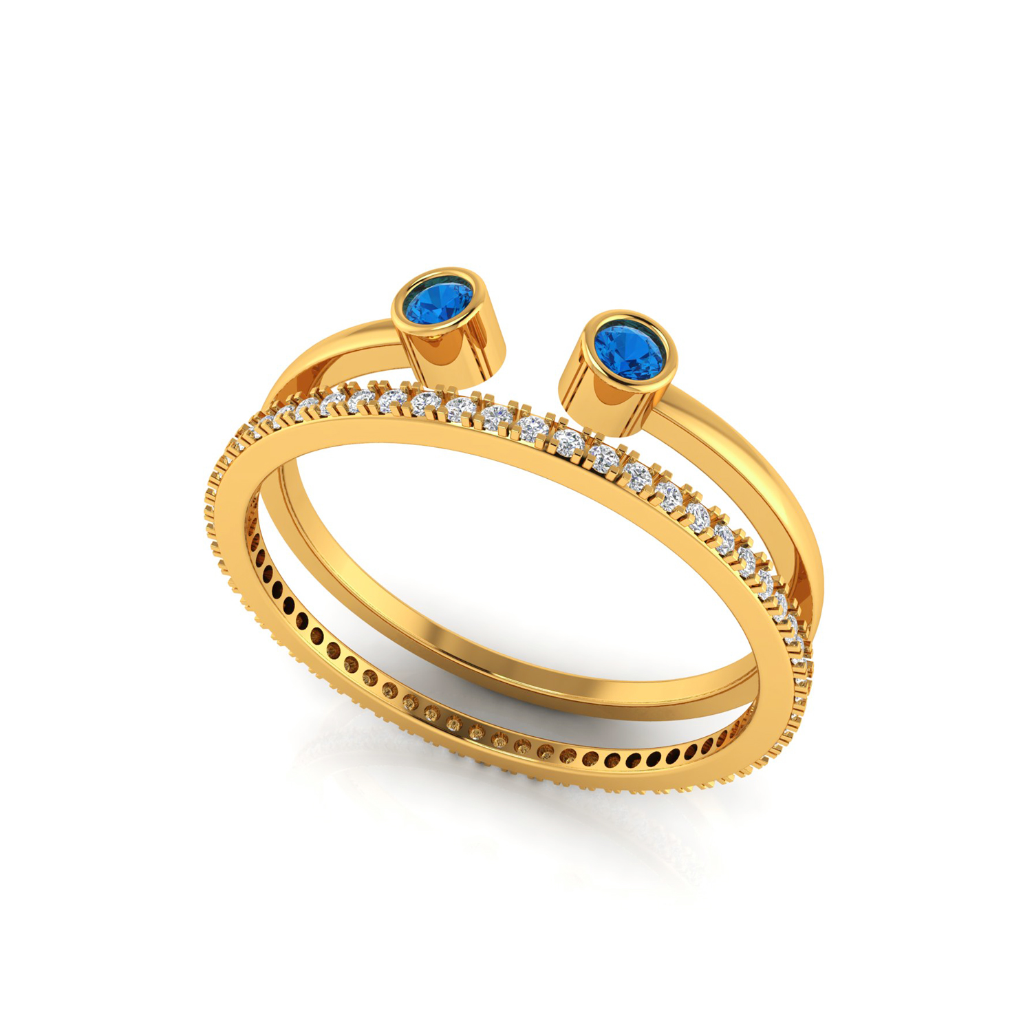 Solid Gold Sapphire Diamond Couple Wedding Ring