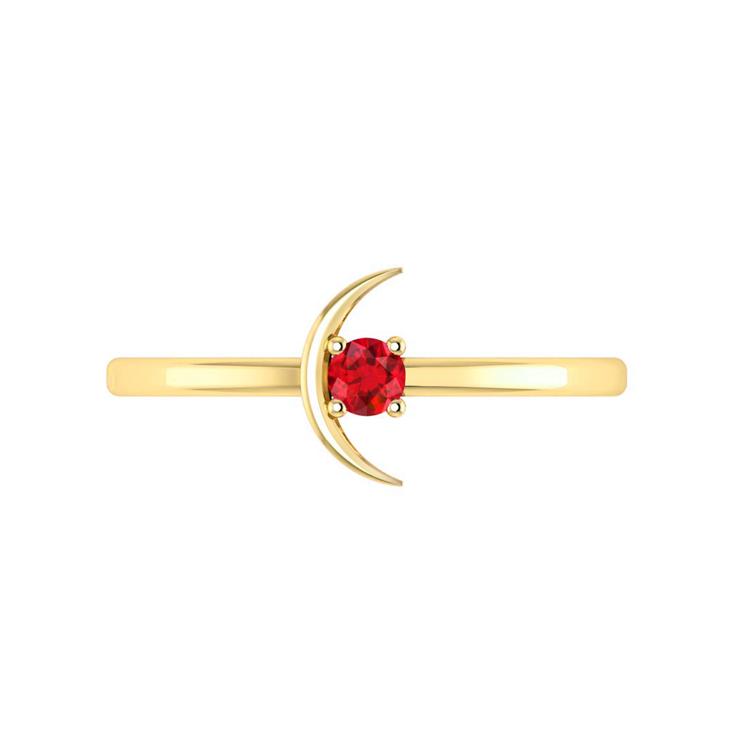 Solid Gold Ruby Crescent Moon Ring