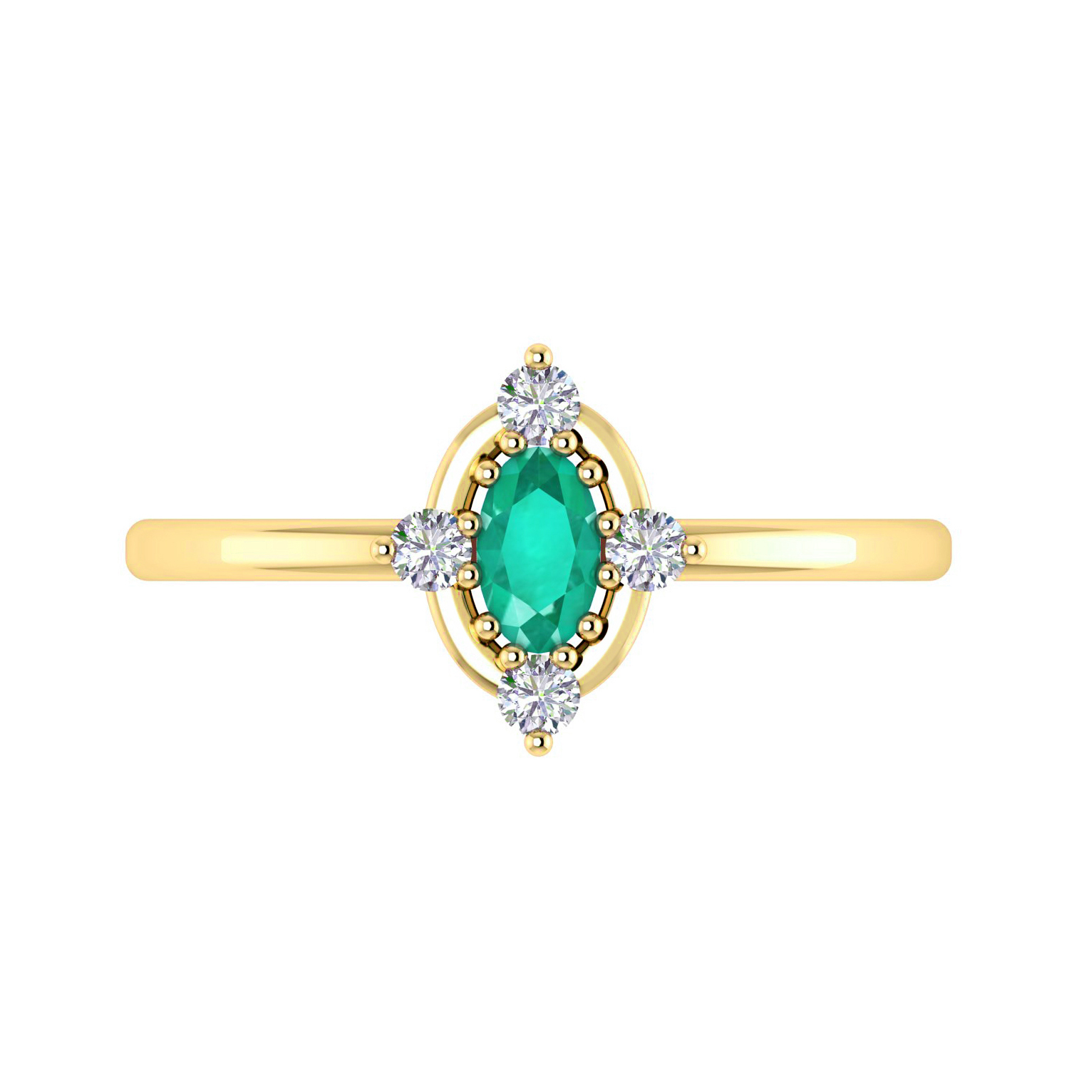 Genuine Diamond Emerald Gold Ring Jewelry