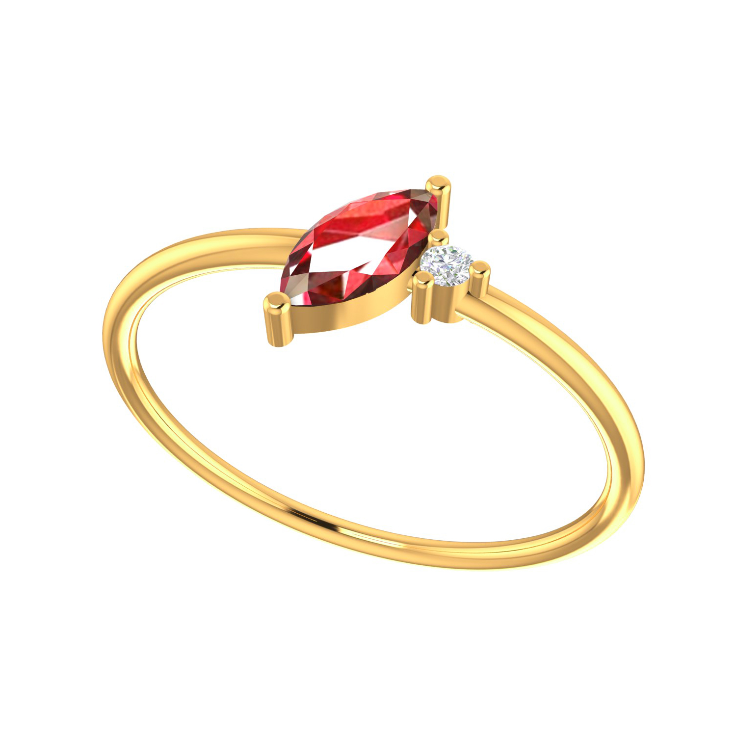 Solid Gold Diamond Ruby Gemstone Ring