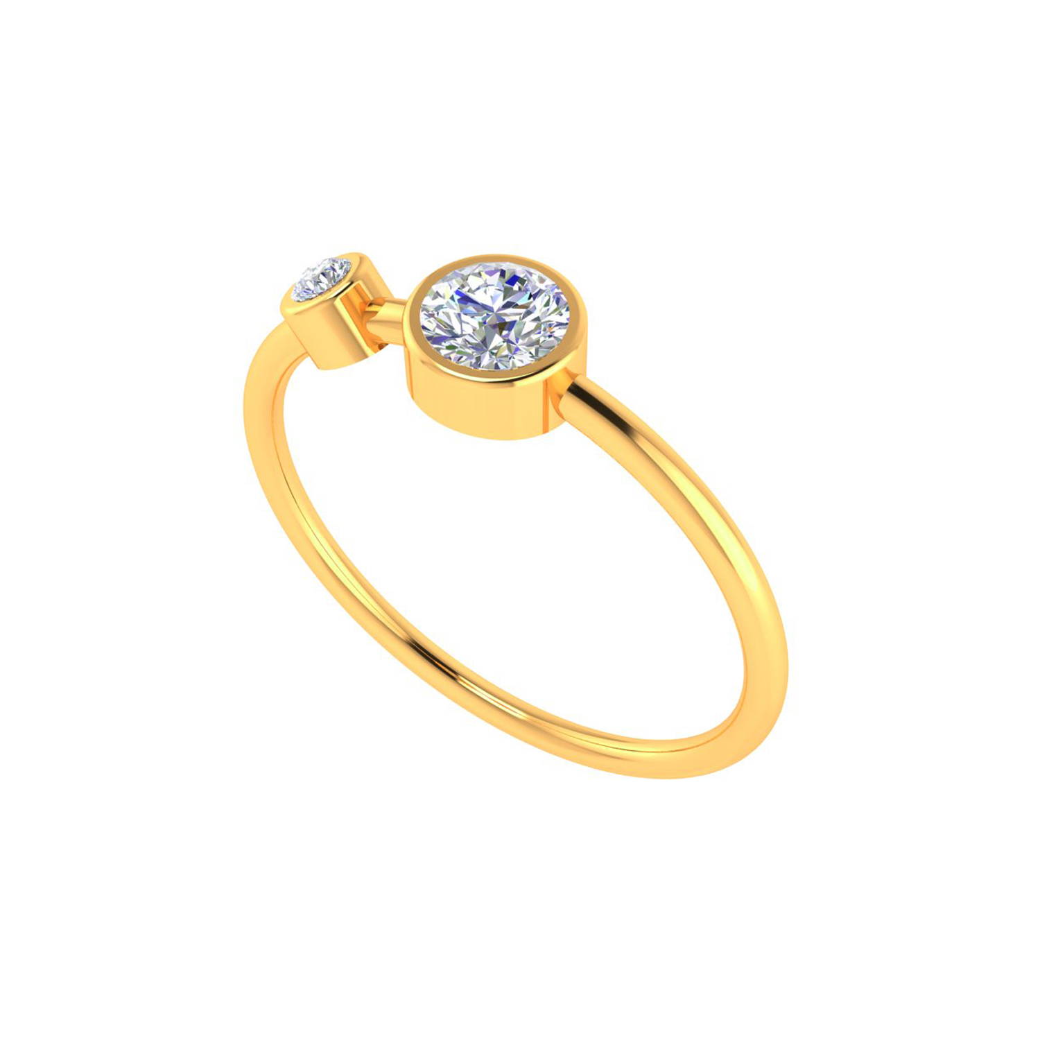 Solitaire Diamond Solid Gold Two Stone Ring