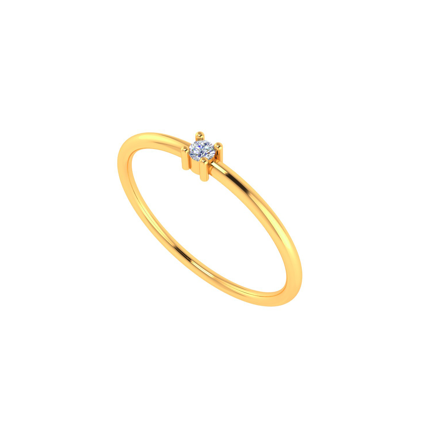 Solid Gold Solitaire Diamond Wedding Ring