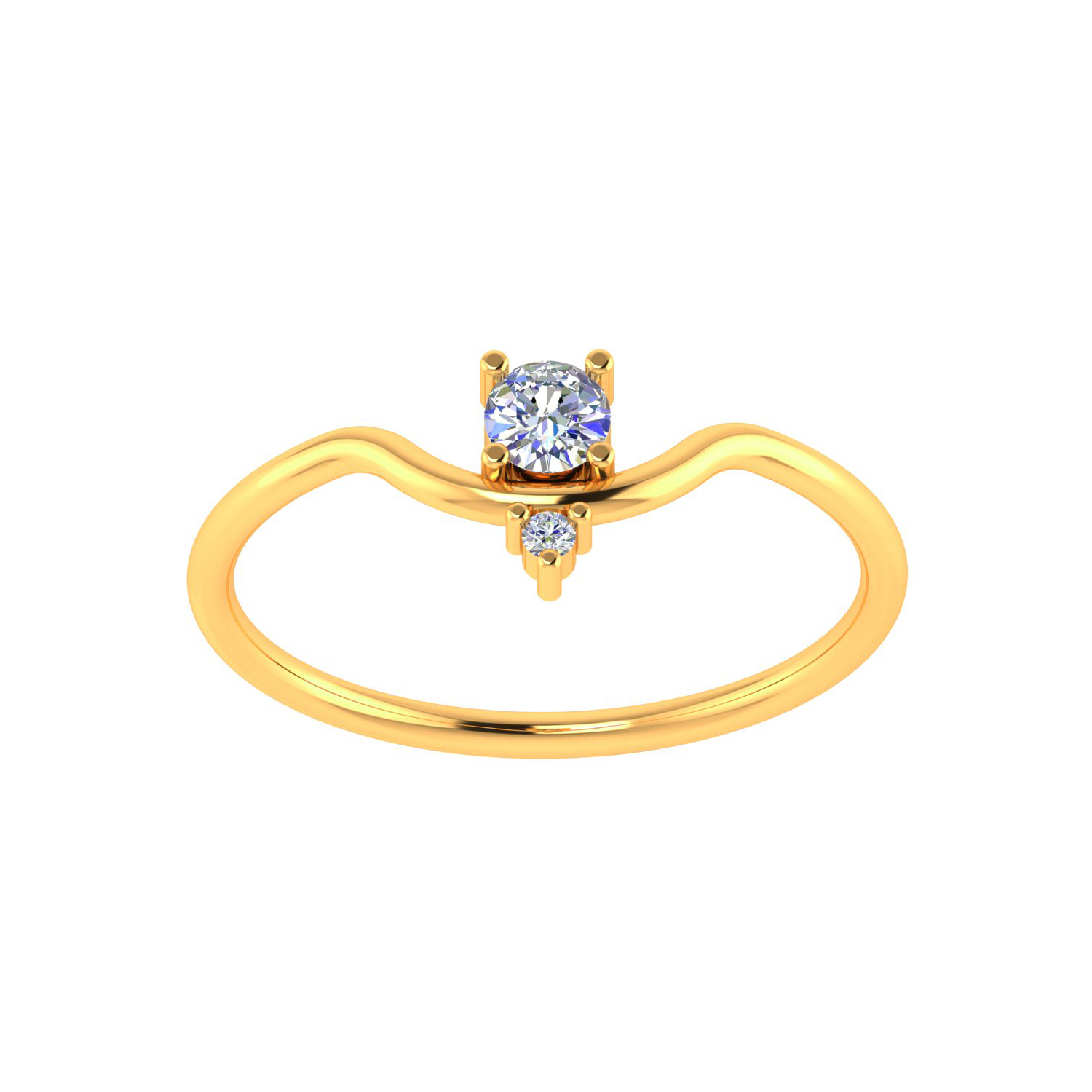 Solid Gold Diamond Two Stone Ring