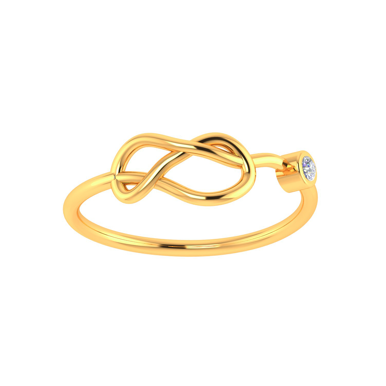 Solid Gold Knot Style Diamond Ring