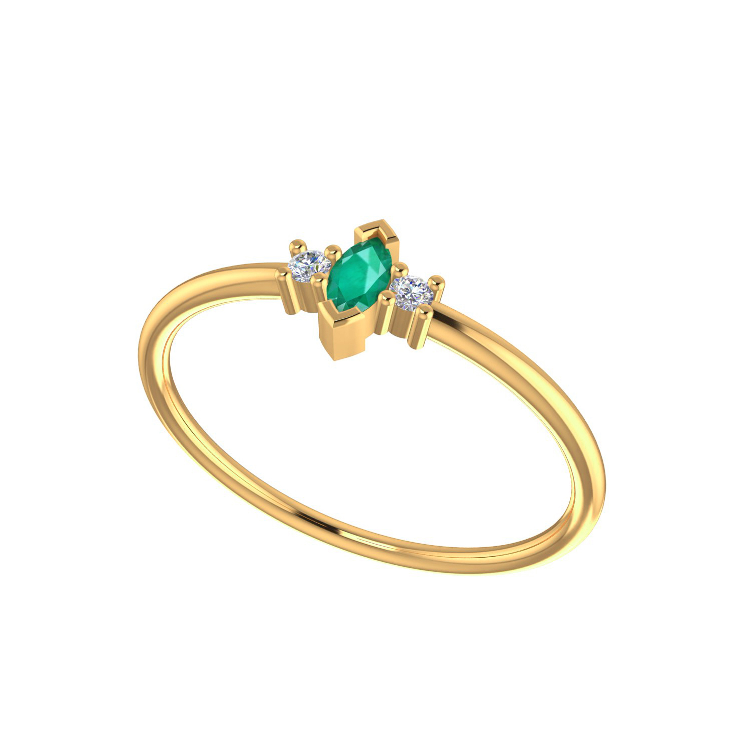 Gold Diamond Emerald Gemstone Ring