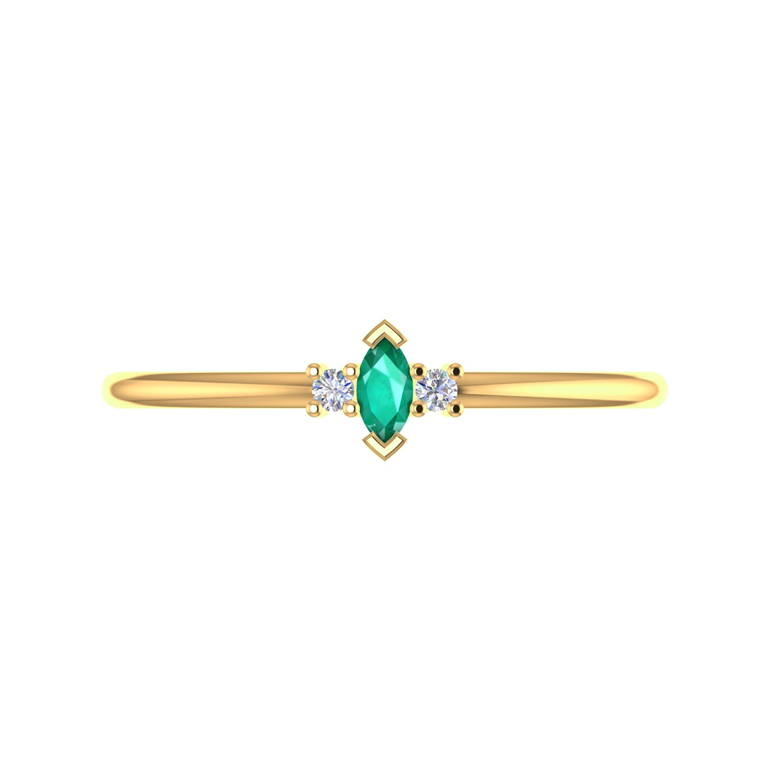 Gold Diamond Emerald Gemstone Ring