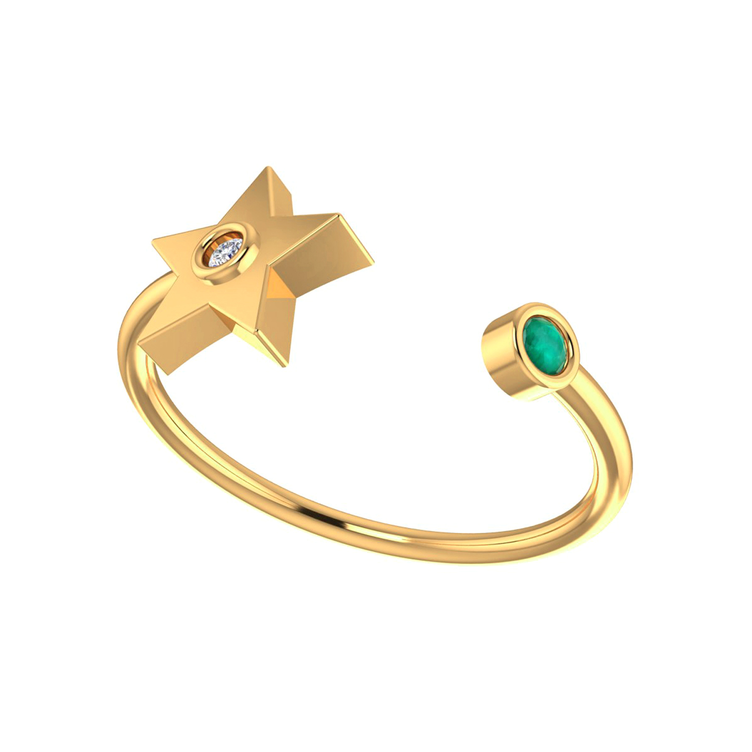 Gold Diamond Emerald Star Ring