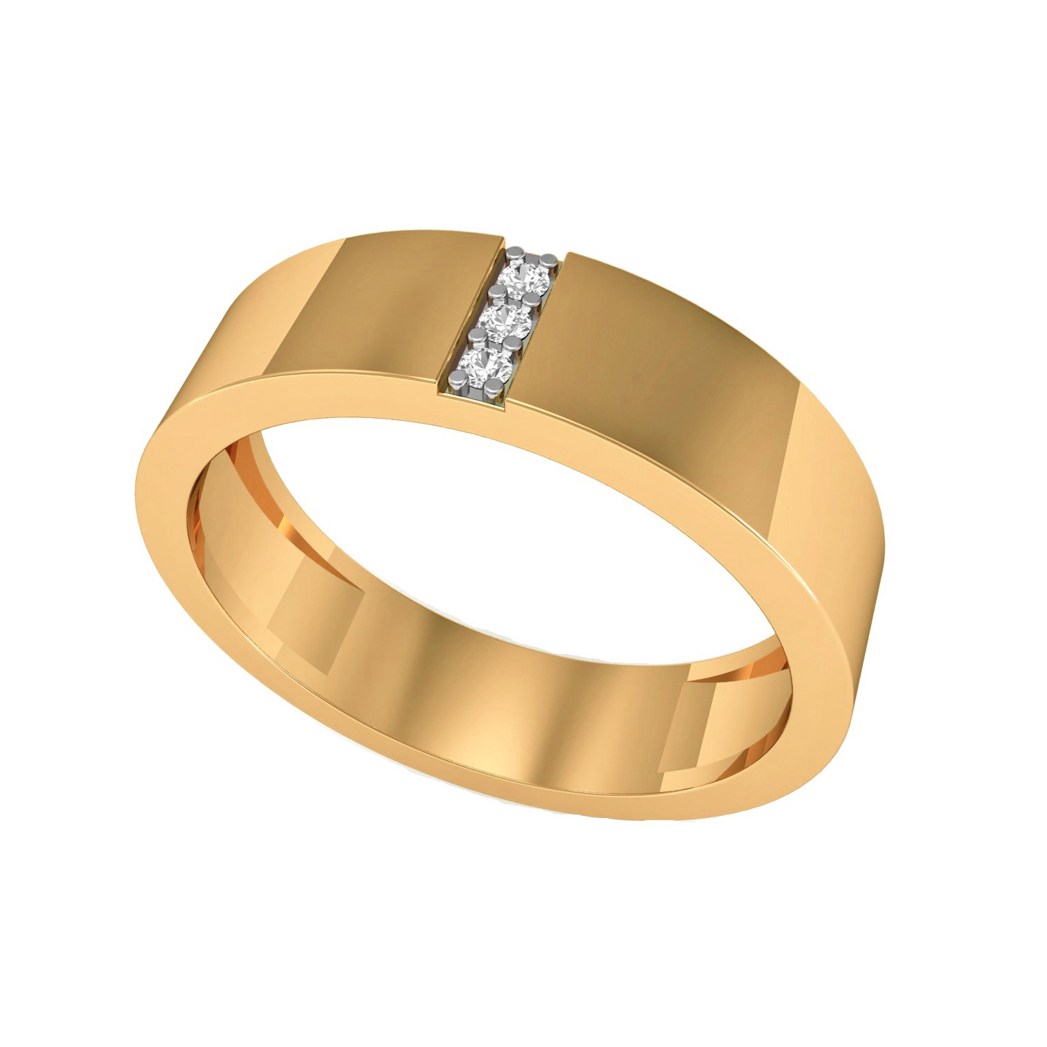 Solid Gold Authentic Diamond Mens Band Ring