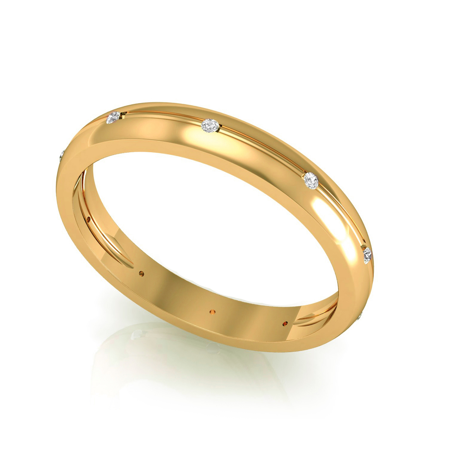 Certified Natural Diamond Solid Gold Mens Wedding Band Ring