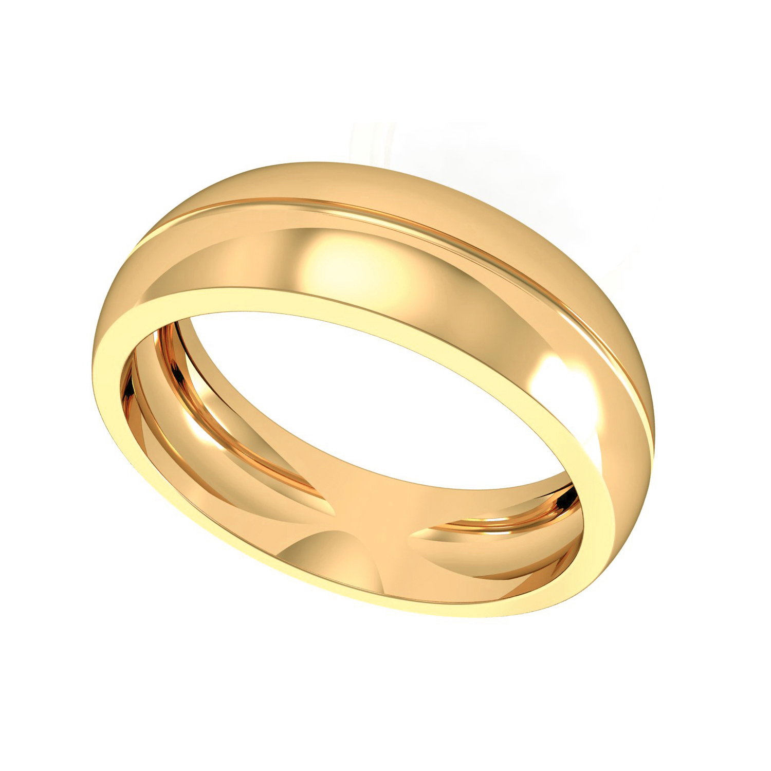 Solid Yellow Gold Mens Band Ring