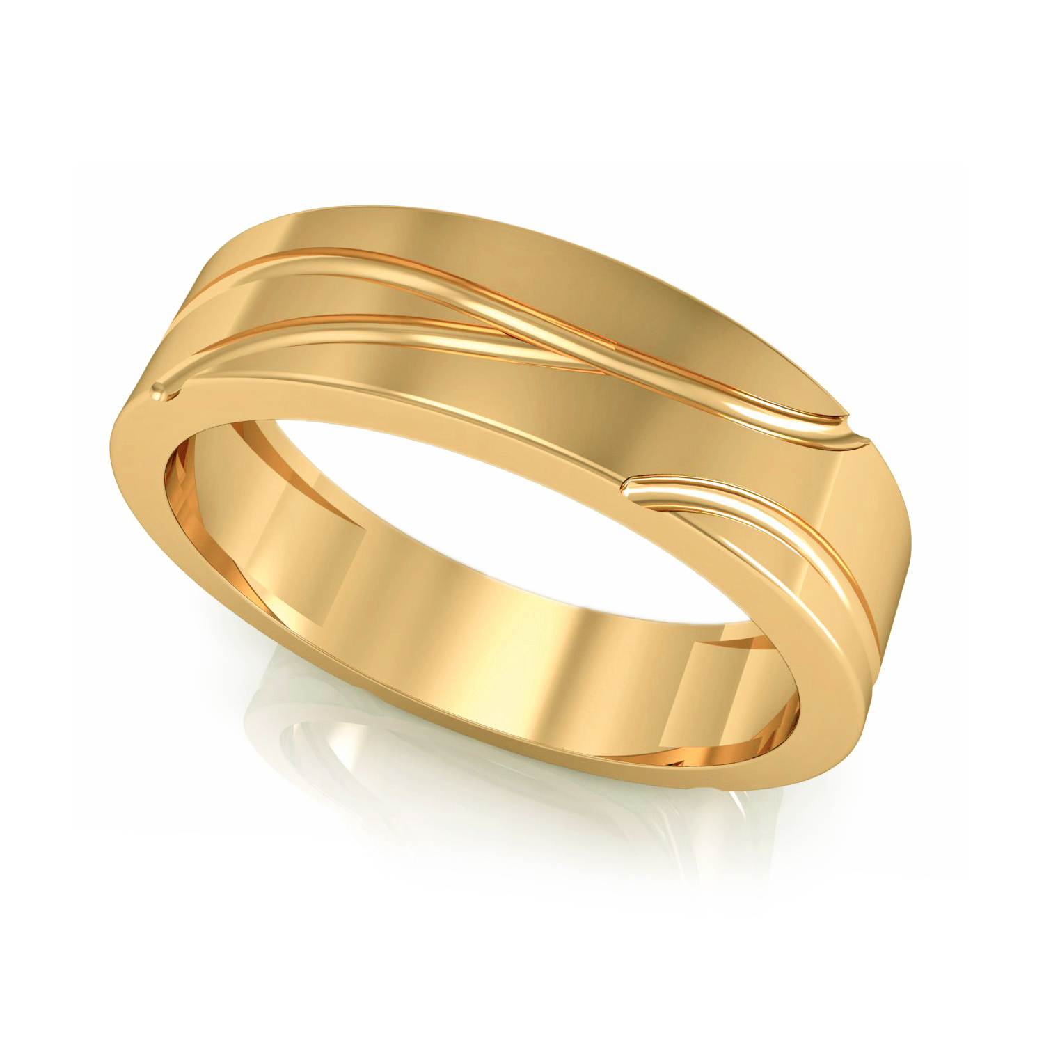 Solid Yellow Gold Designer Mens Engagement Ring