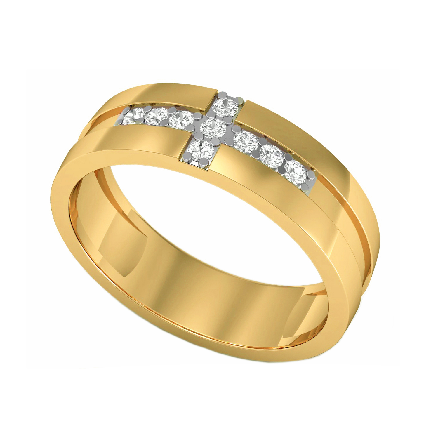 Solid Gold Genuine Diamond Mens Band Ring
