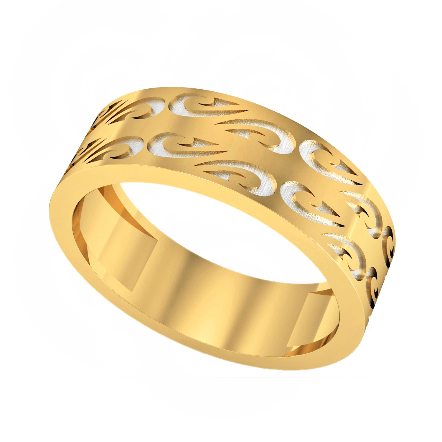 18K Solid Yellow Gold Mens Wedding Band Ring